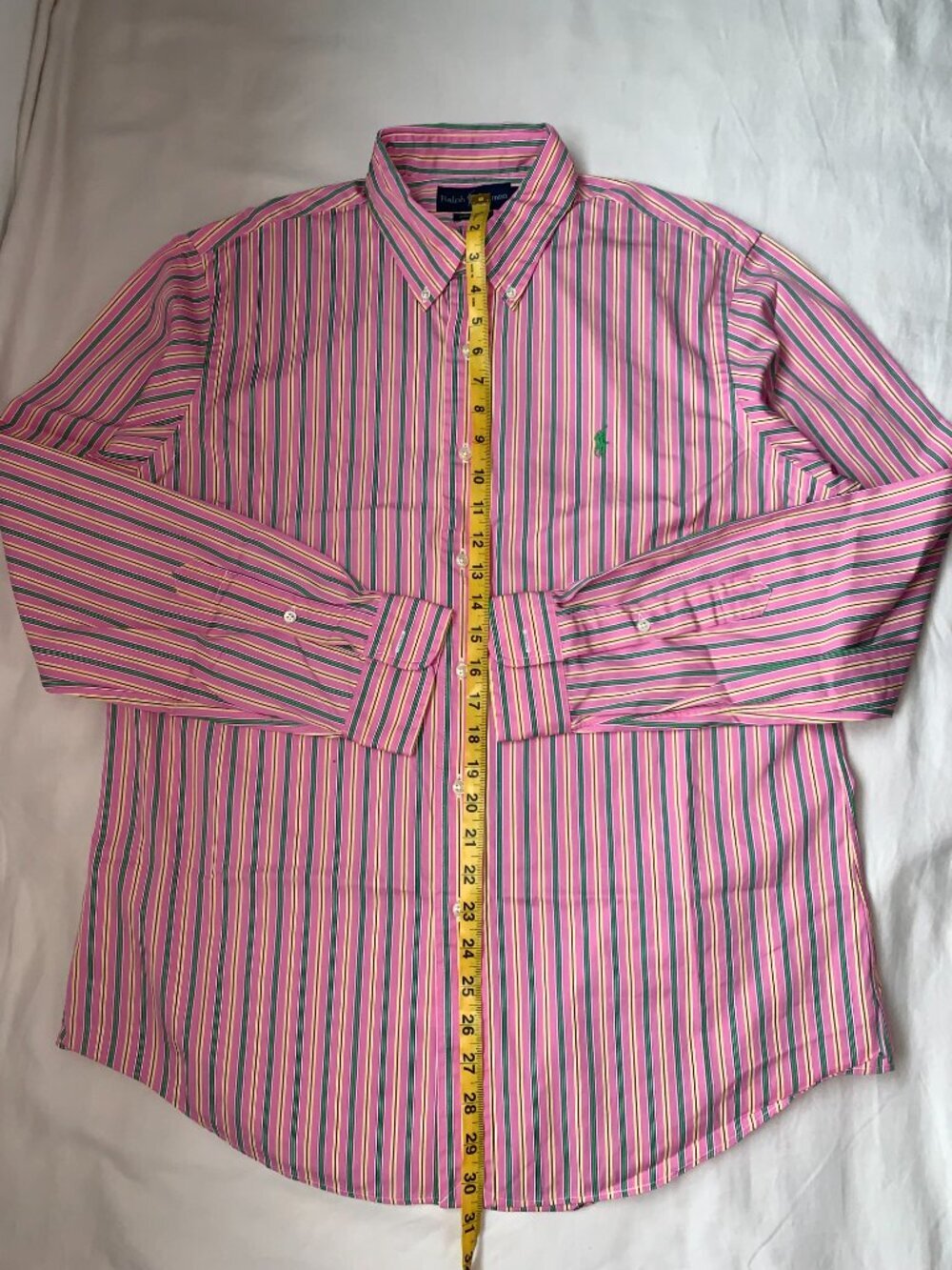 Ralph Lauren Stripe Button Down Shirt Men's size L Custom Fit Vintage - Picture 7 of 11
